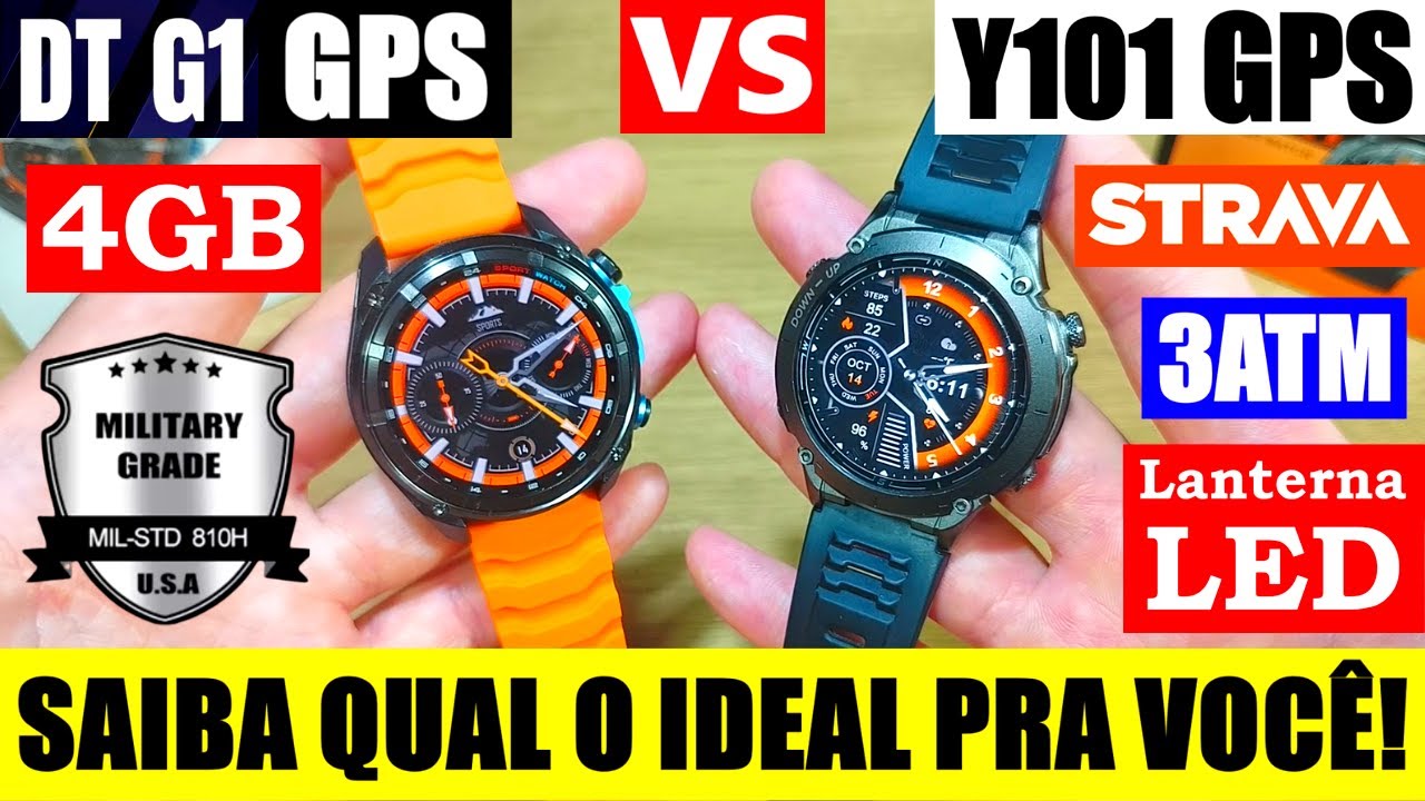 SMARTWATCH DT G1 GPS E 4GB VS SMARTWATCH Y101 GPS E STRAVA! QUAL MELHOR CUSTO BENEFÍCIO? #ALIEXPRESS