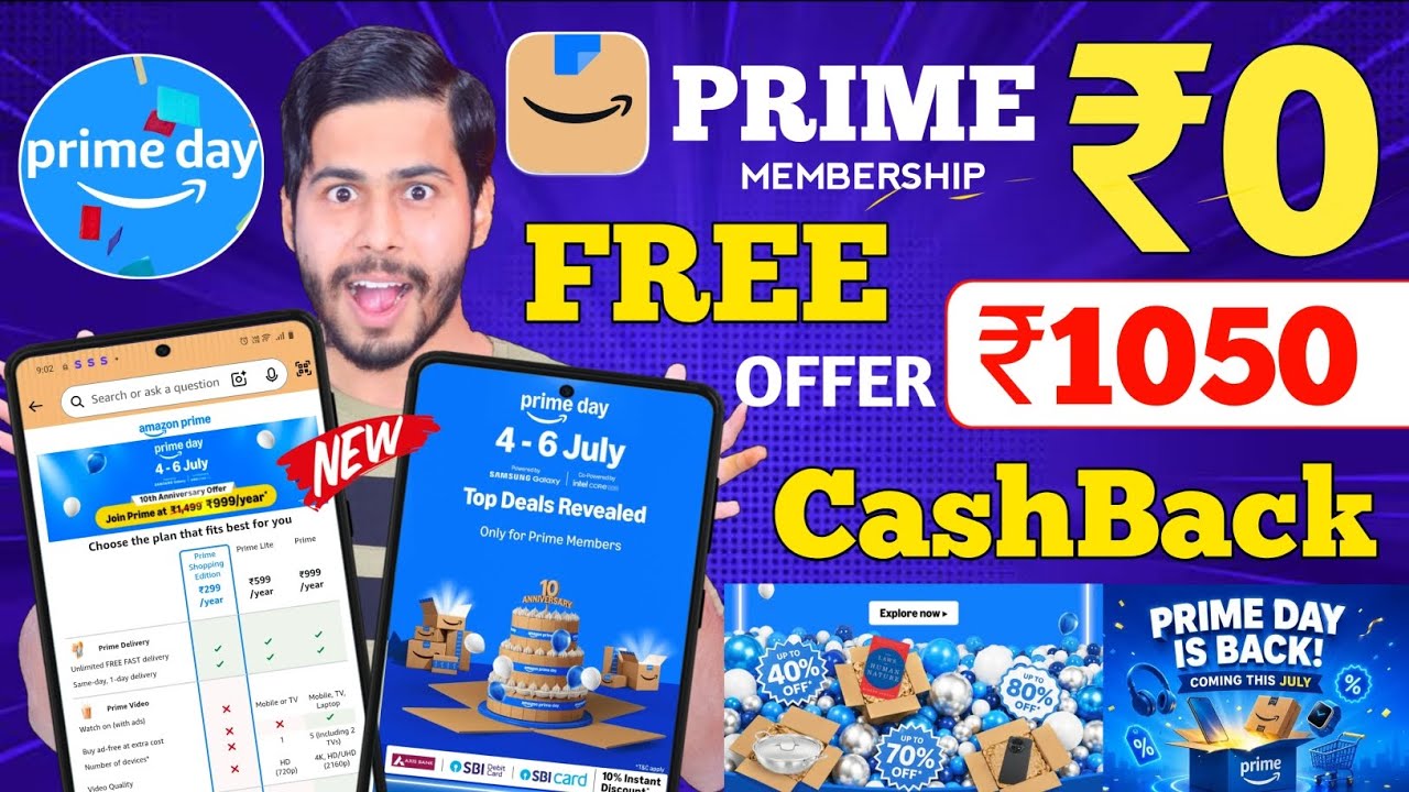 Amazon Prime FREE ₹0 🔥 Amazon Prime Day Sale 2026, Amazon CashBack Offers, Amazon Prime Membership 