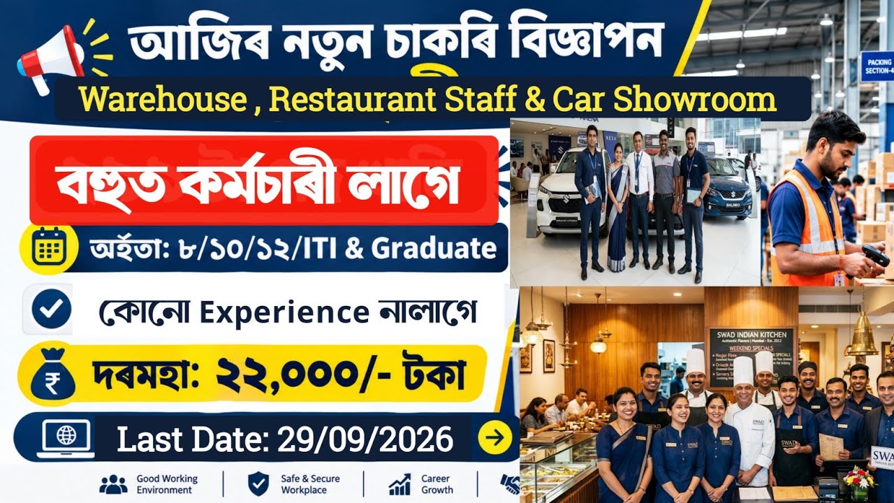 New Private Job Notification।Direct Joining|new Vacancy Guwahati 2026 | Assam new Job Vacancy 2026