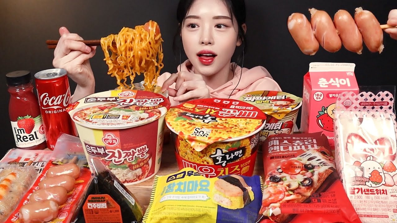 SUB)편의점 음식 먹방 5탄! 순두부진짬뽕 짜파게티범벅 삼각김밥 소세지 피자 샌드위치 디저트까지 꿀조합 Convenience Store Food Mukbang Asmr