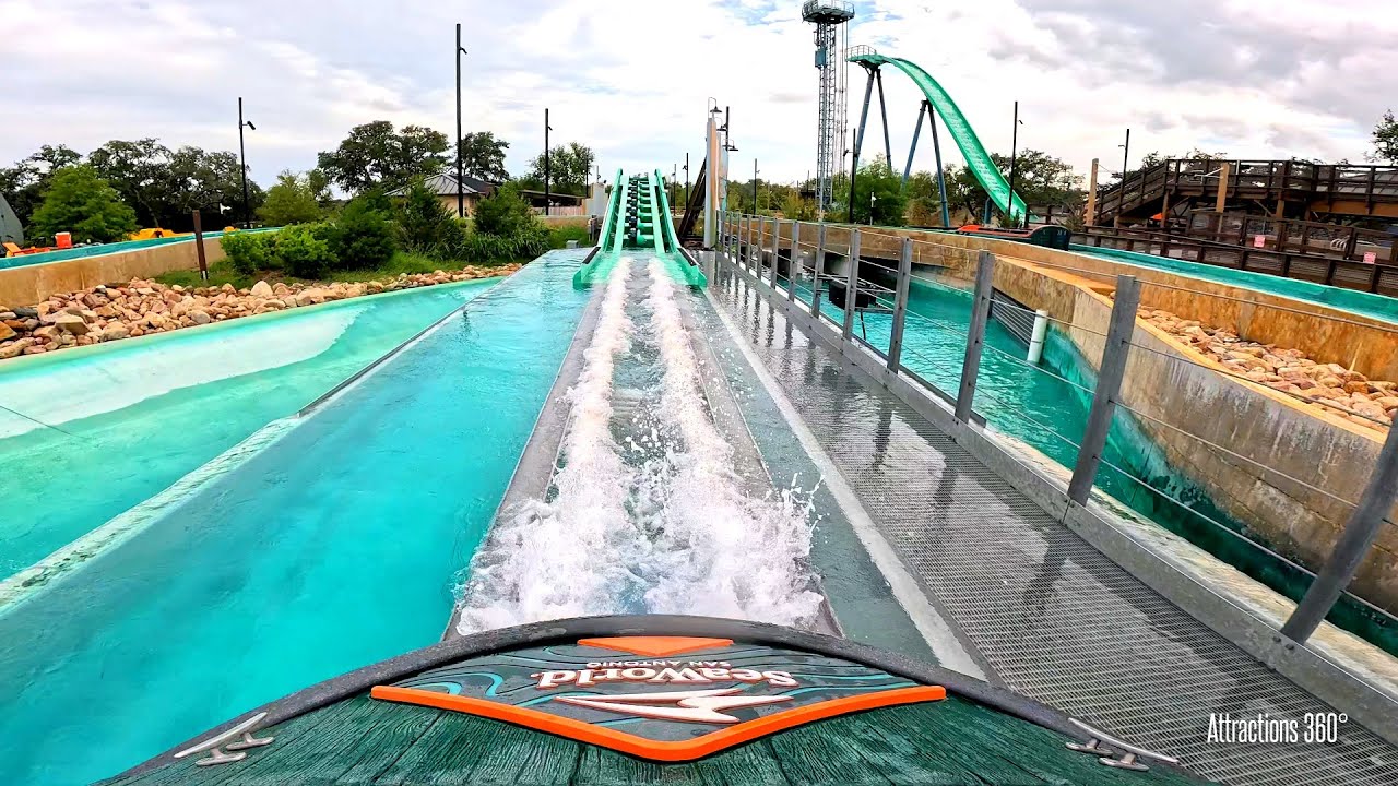 World's First Launched Log Flume Coaster | Catapult Falls Ride at SeaWorld San Antonio 2024