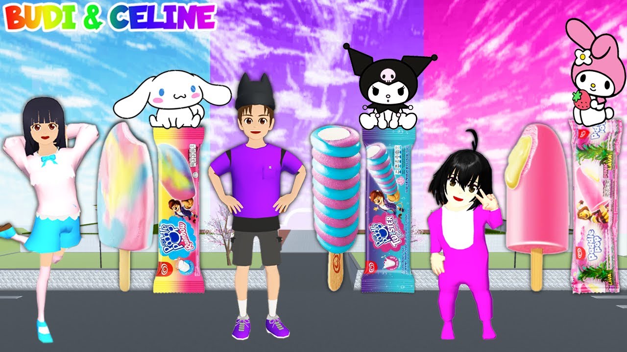 Yuta Sang Petualang Berburu Es Krim Paddle Pop Sesuai Warna Sanrio Kuromi💜My Melody🩷Cinnamoroll🤍