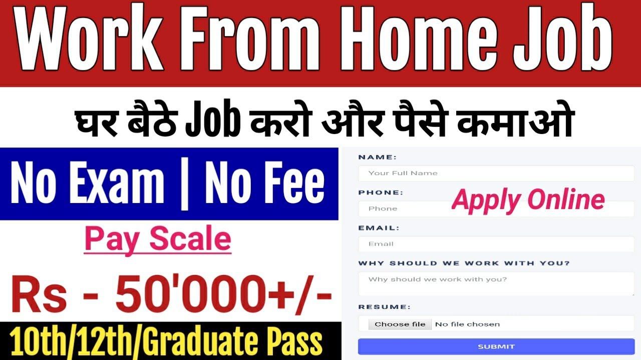 Work From Home Job 2021 || घर बैठे Job करें || 10th,12th & Graduate Pass Job || No Exam Apply Now