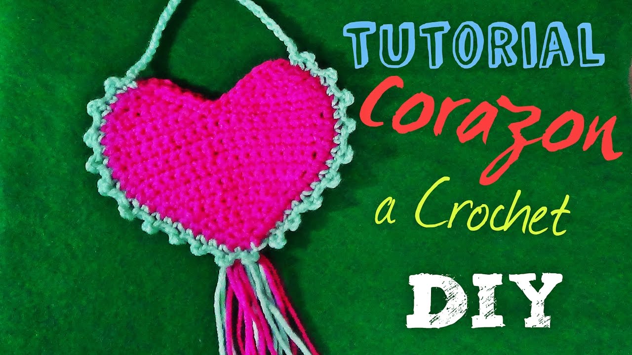 CORAZON TEJIDO A CROCHET PASO A PASO EN ESPAÑOL PARA DECORAR MUY FACIL Y BONITO!!!