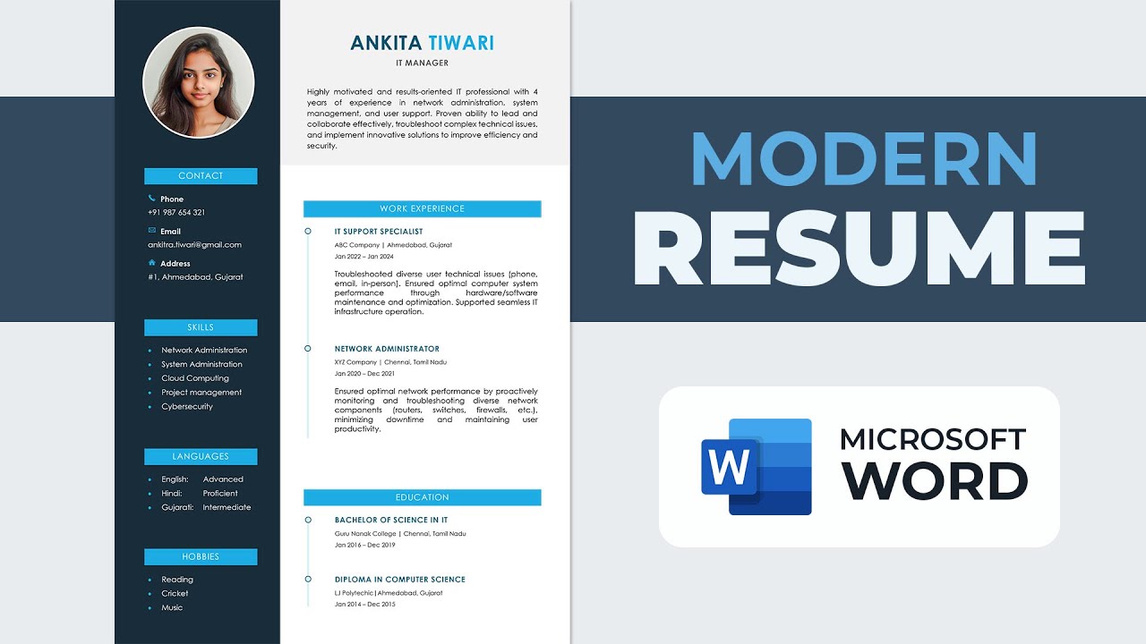 Как создать резюме в MS Word | Современный шаблон резюме | Как составить CV