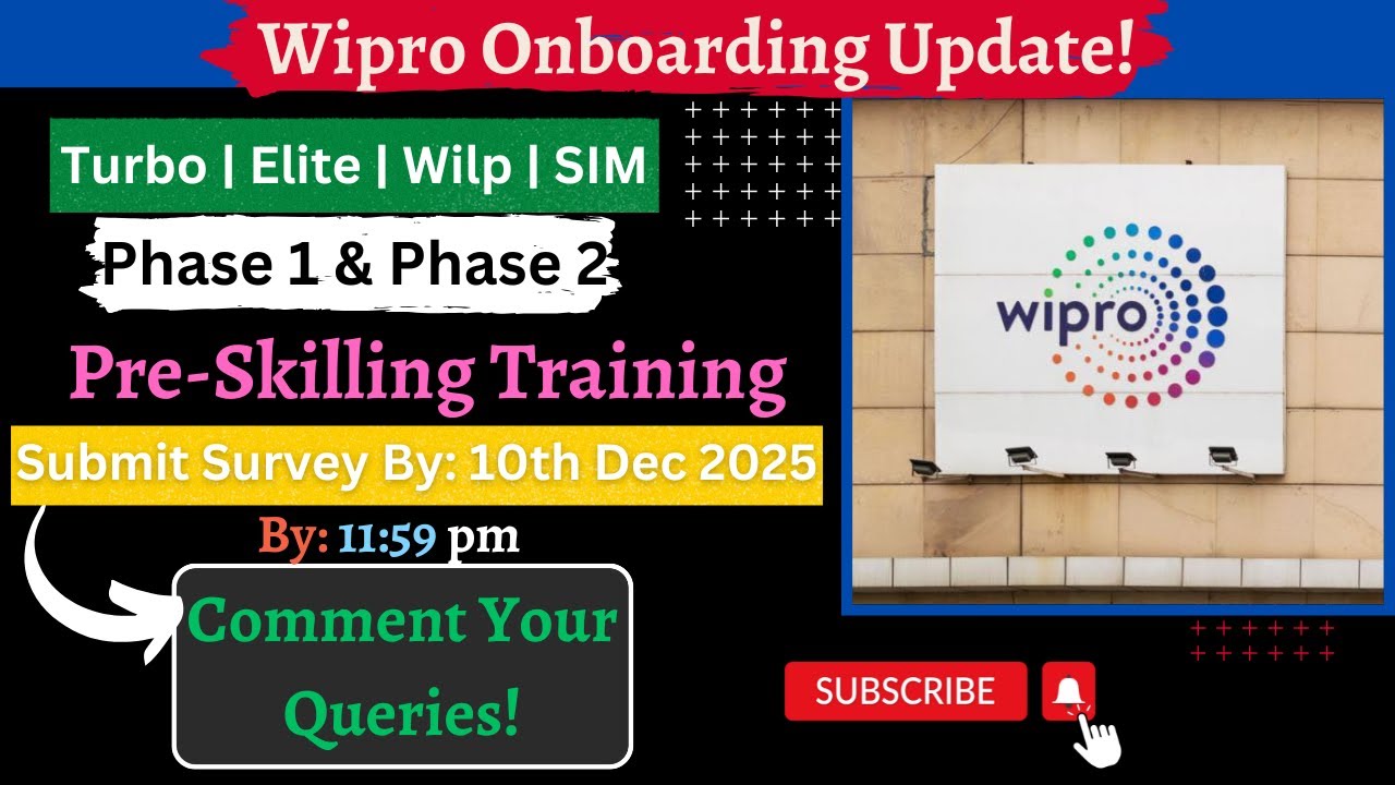 Обновление для новых сотрудников Wipro | Опрос о предварительной подготовке | Elite, Wilp, Sim | ...