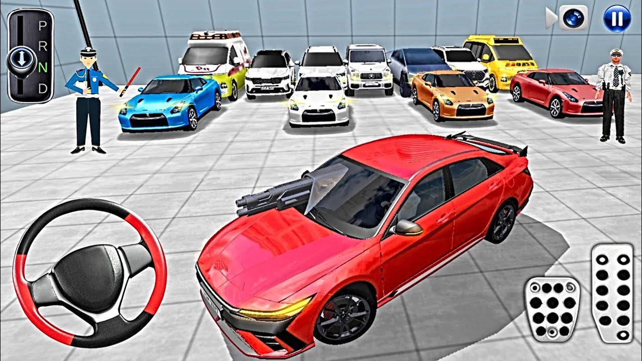 New Red Hyundai & Police Cars Collection in Building Garage 3D Driving Class 2025 - iOS Gameplay🎮