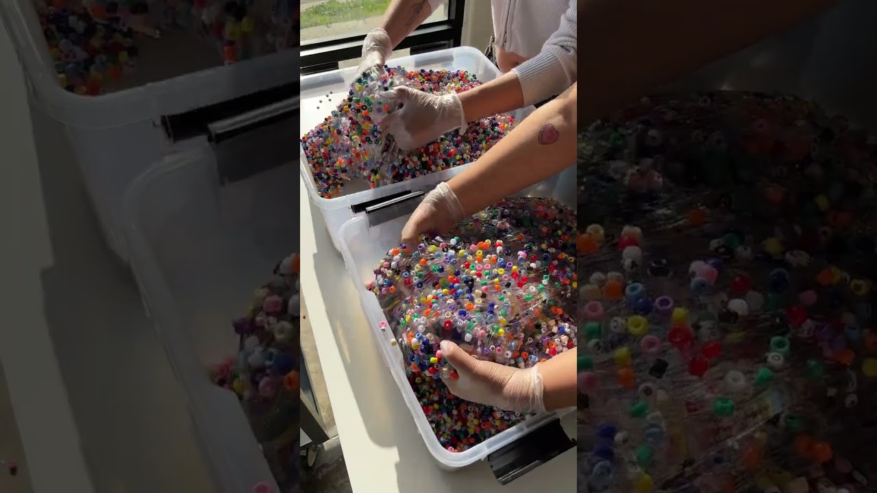 Mixing the beads into Friendship Bracelet ♡ #slime #slimevideo #fypシ #trending #yt #slimeasmr #asmr
