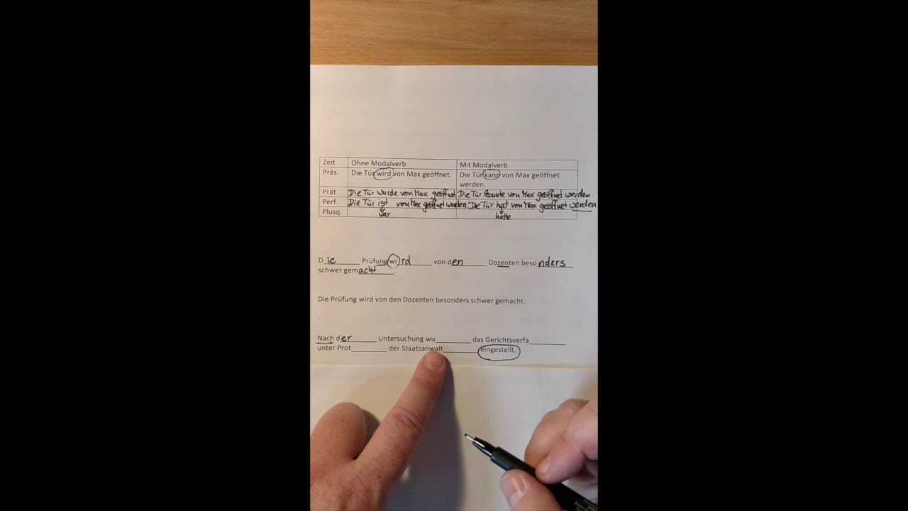 Lückenvideo 3.2 Verlaufspassiv im Lückentext finden (mit und ohne Modalverb)