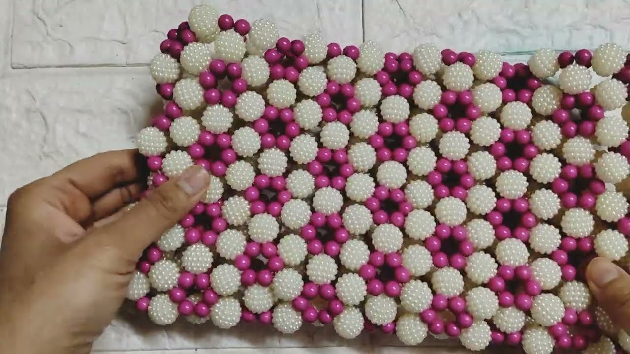 ✨Beaded Handbag Making Tutorial | White & Pink Pearl DIY Bag Step by Step 🌸🤍