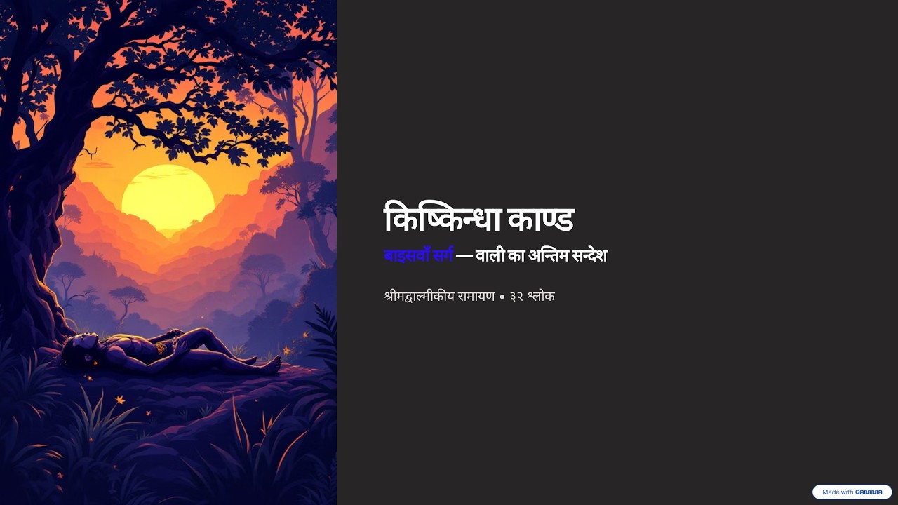 Sarg 22 Kishkindha Kaand Valmiki Ramayan in Hindi : वाली का, सुग्रीव और अङ्गद से, अपने मन की बात