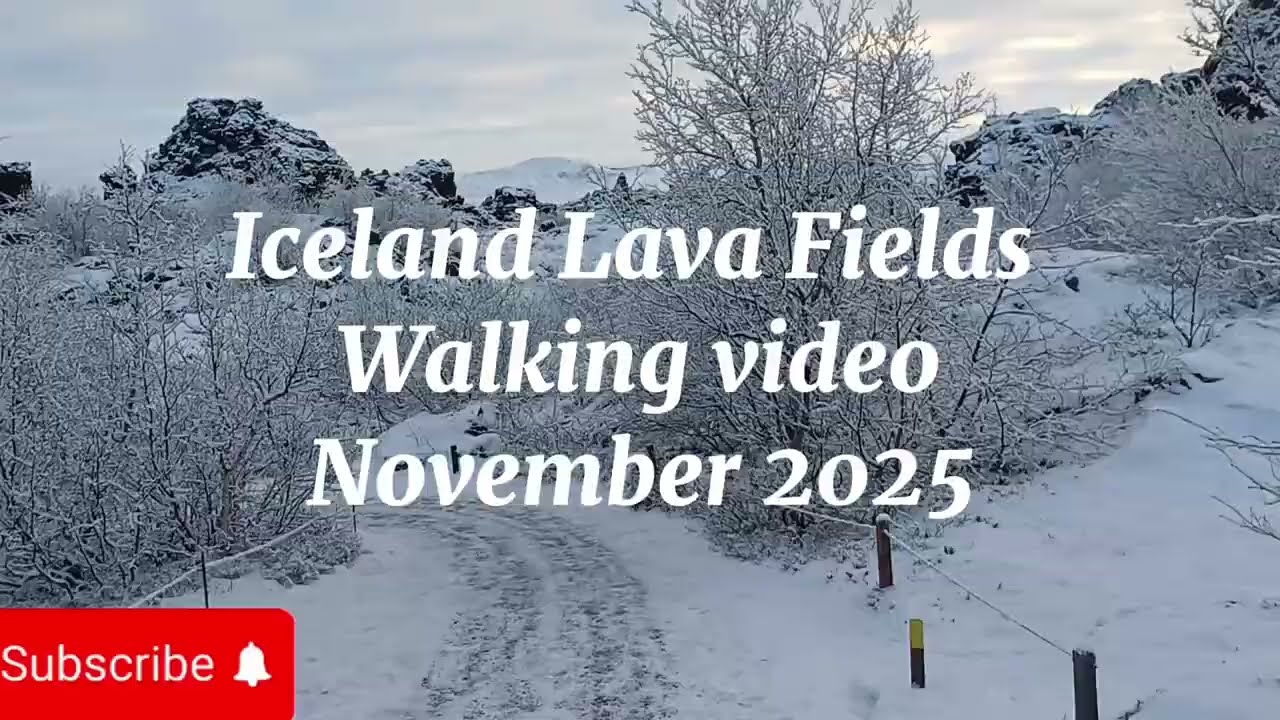 Walking video - Iceland snow covered lava fields @WalkwithLoz 