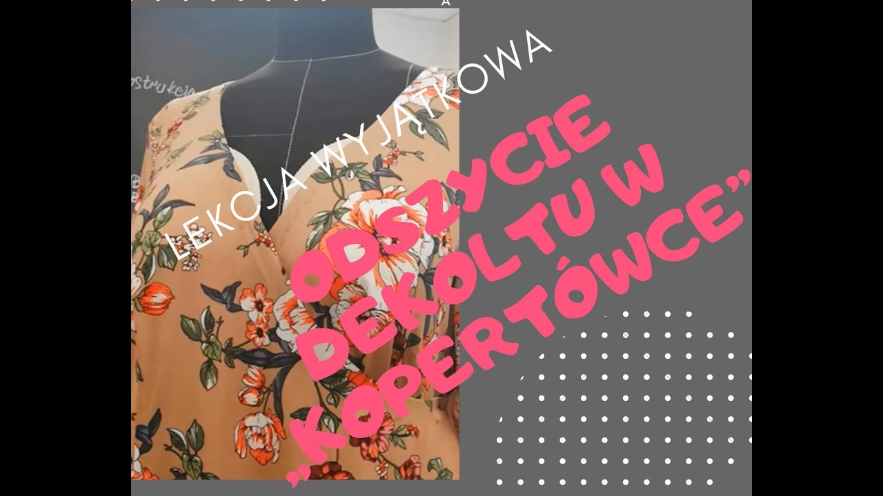 Wykończenie dekoltu w kopertowej sukience