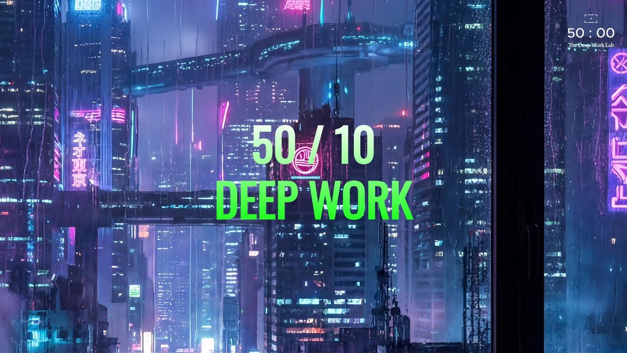 Cyberpunk City Rain ☔ Darksynth Music for Coding & Focus [50/10 Deep Work Timer]