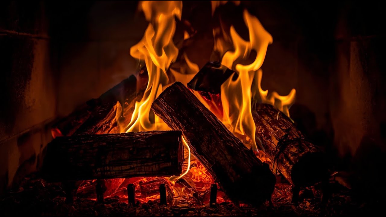 Cozy Fireplace at Night 🔥 Rainy Ambience for Sleep & Study