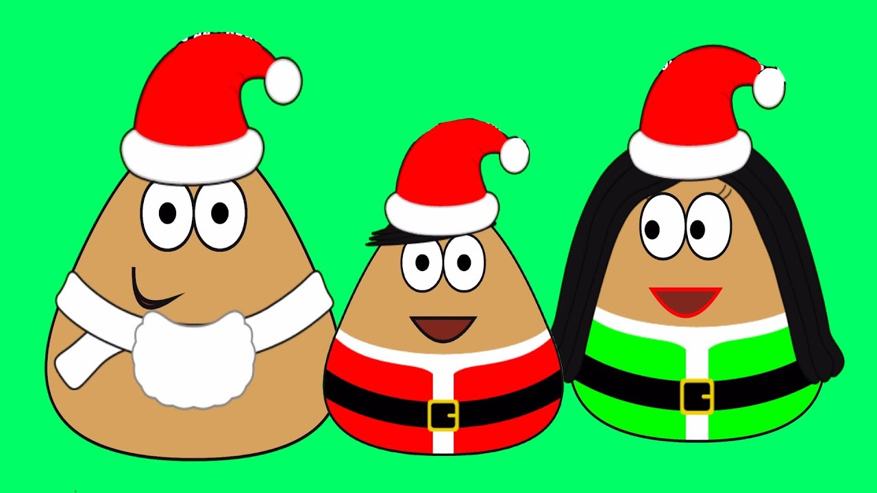Pou y su familia en Navidad.
