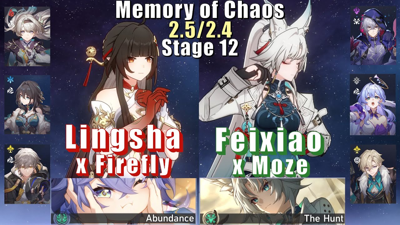 E0 Lingsha Firefly Superbreak & E0 Feixiao Moze | Memory of Chaos 12 2.5/2.4 3 Stars | Star Rail
