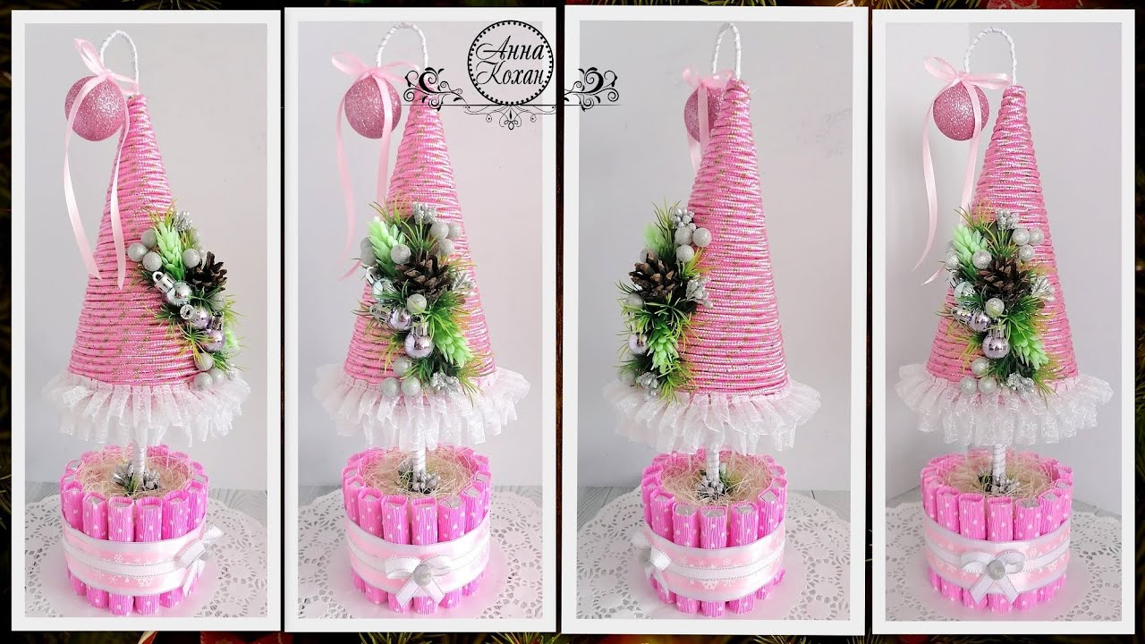 DIY🎄ДЕКОРАТИВНАЯ ЕЛОЧКА С ШОКОЛАДОМ🎄Композиция к Новому году из конфет🎄