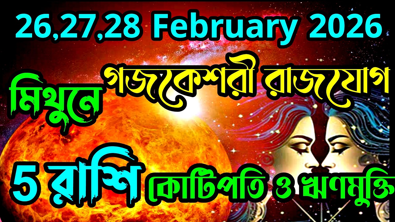 26,27,28 February মিথুন রাশিতে গজকেশরী রাজযোগ 5 রাশি কোটিপতি ও ঋণমুক্তি ঘটবে।