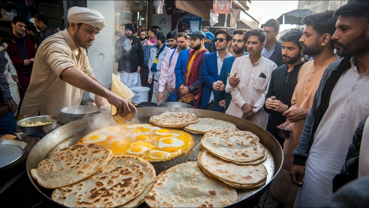 LEGENDARY 50 YEAR OLD BREAKFAST! BEST ANDA PARATHA | PAKISTANI CHICKEN CHANNY | PAKISTAN STREET FOOD