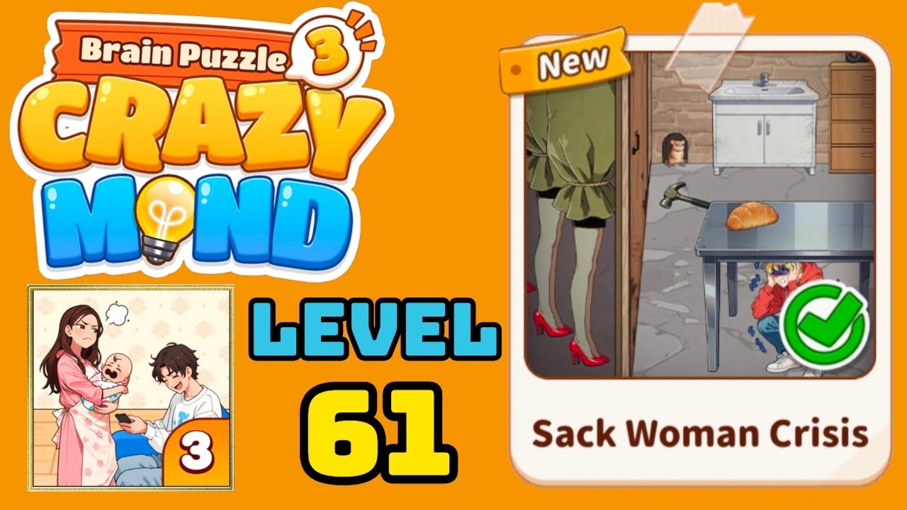 Brain puzzle 3 crazy mind level 61 solution walkthrough ( sack women crisis ) 