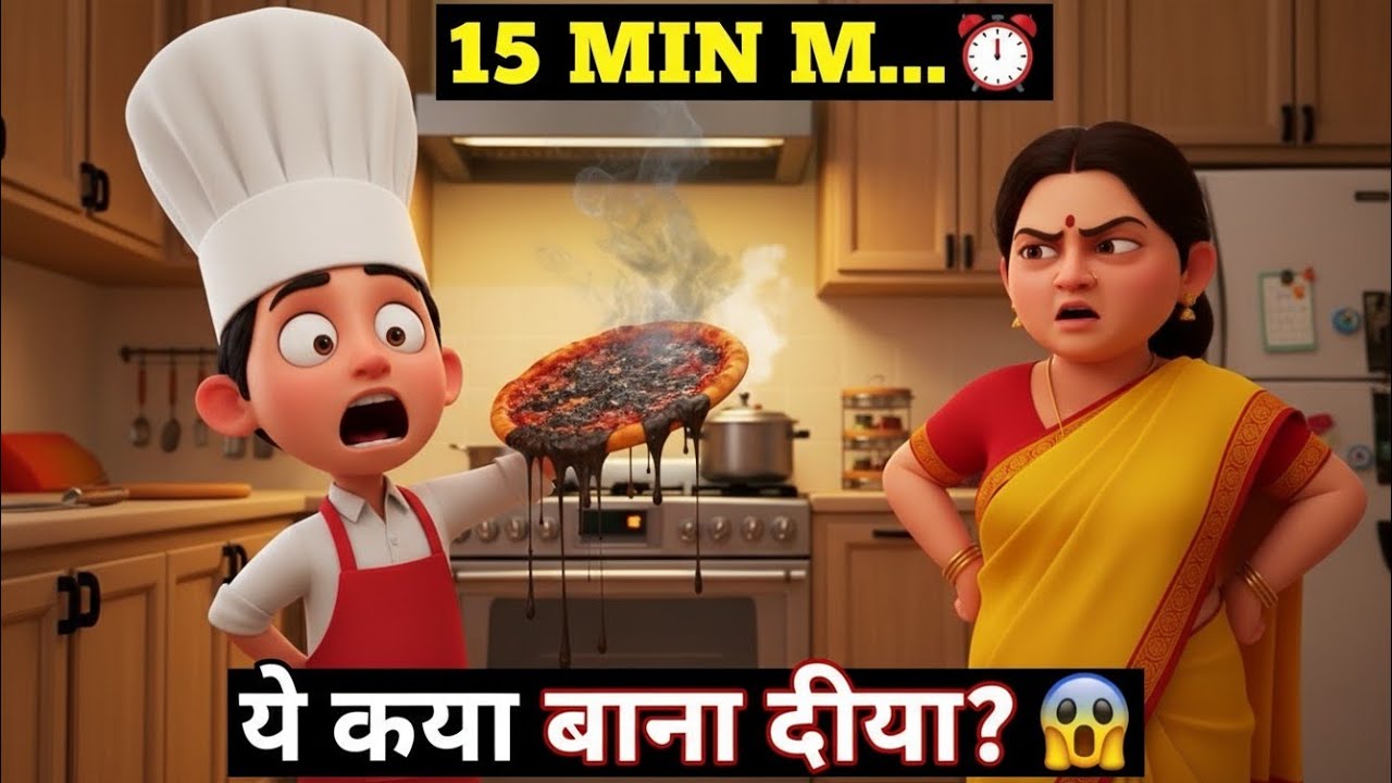 “15 Minute Pizza Challenge… Mummy Ne Pakad Liya! 😱🍕” Indian Kitchen Comedy @Tarun-Advancher-Toon 