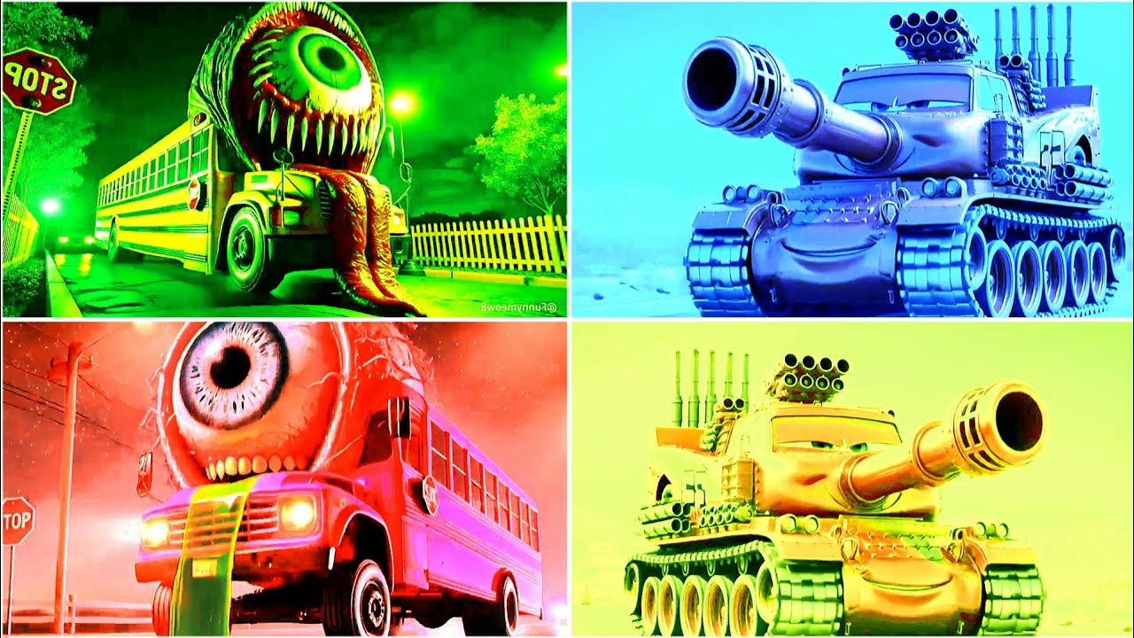 SCHOOL BUS EATER 🆚 MCQUEEN TANK - COFFIN DANCE SONG | TILES HOP #119