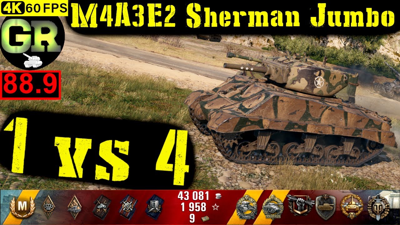 World of Tanks M4A3E2 Sherman Jumbo WoT Replay - 9 Kills 4.3K DMG(Patch 1.4.0)