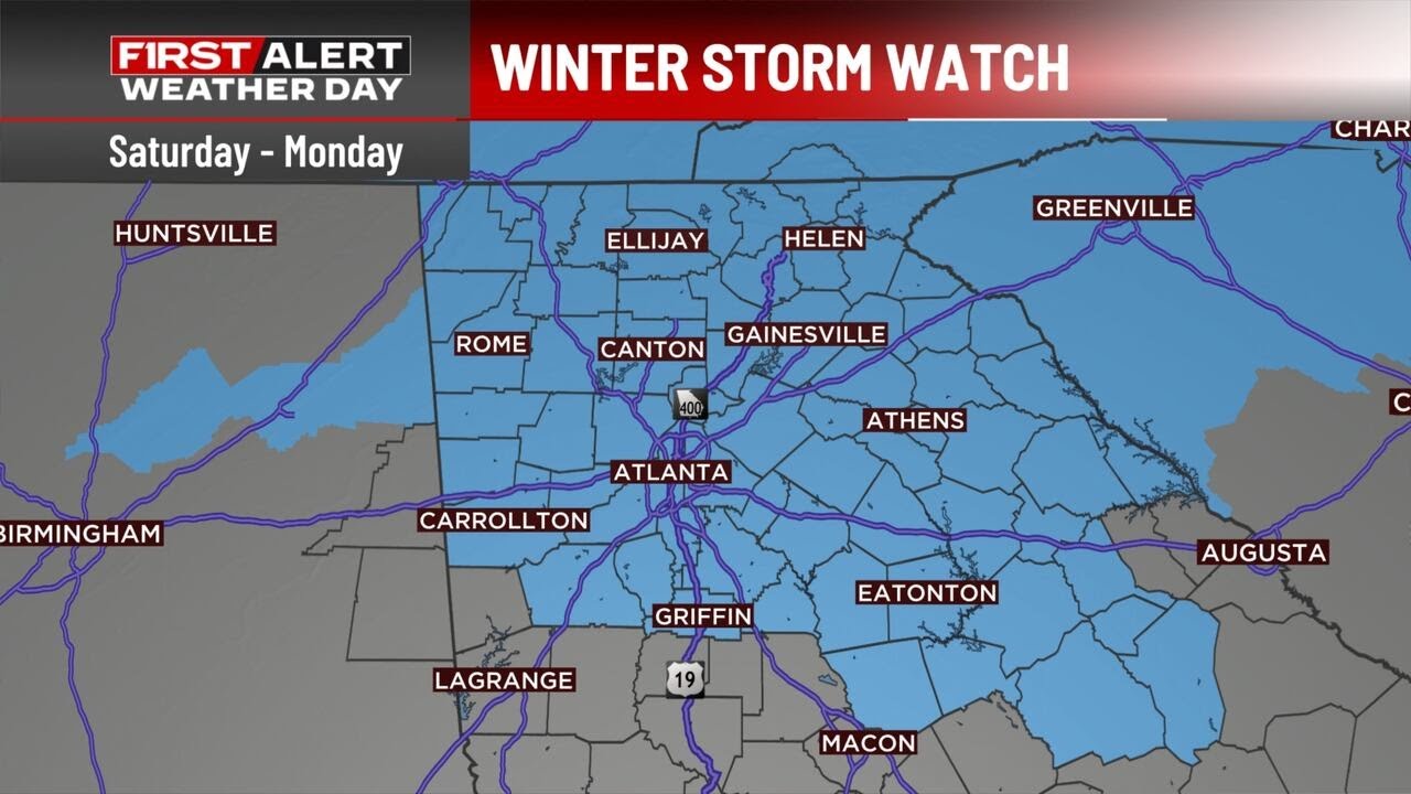 FIRST ALERT WEATHER: Atlanta, surrounding counties added to winter storm watch