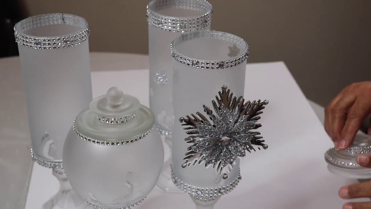 DOLLAR TREE DIY CHRISTMAS DECOR 2018 - FROSTED GLASS APOTHECARY JARS