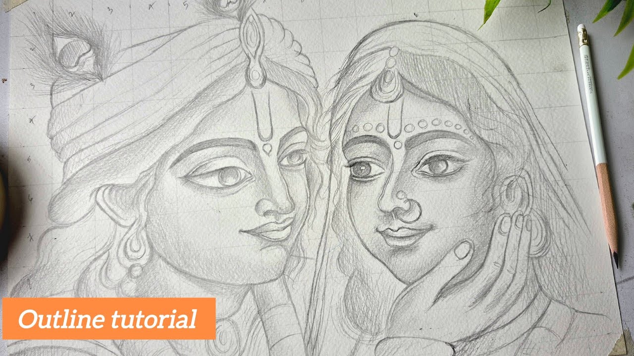 Draw with me Krishna, Krishna Drawing, Outline Tutorial😍, Step By Step
