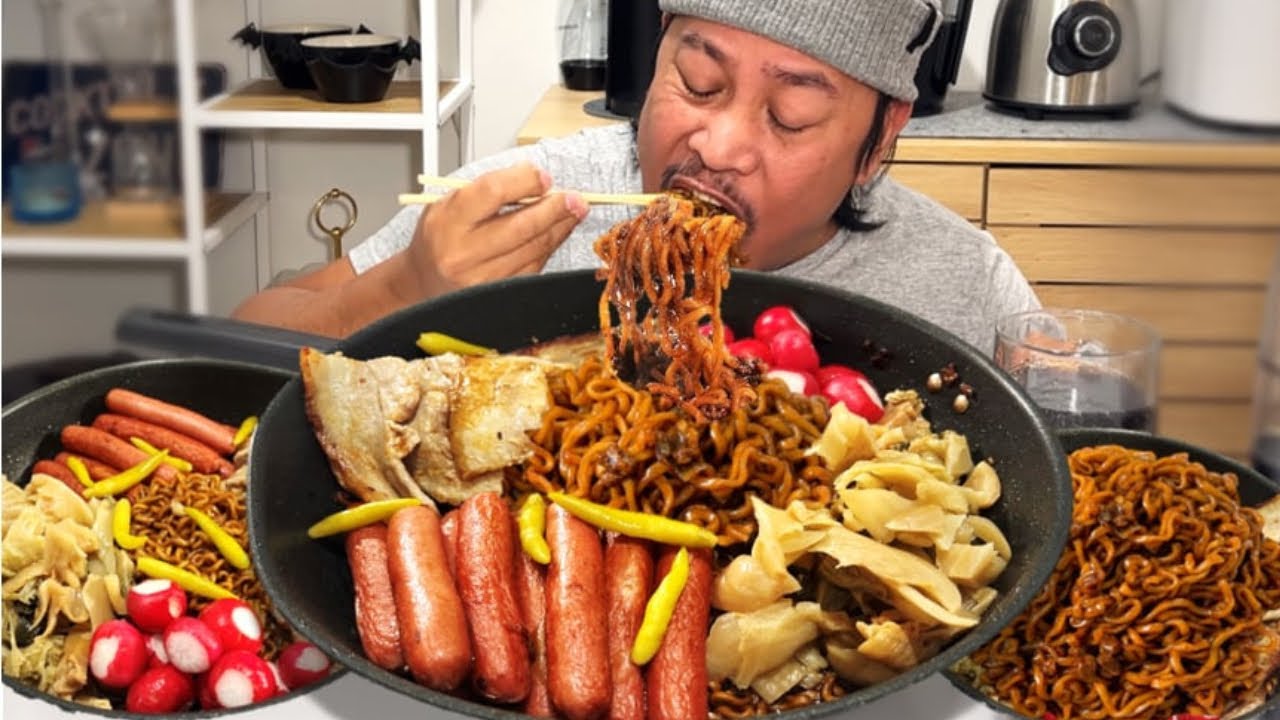 ISANG KAWALI! PAN GRILLED PORK BELLY! HOTDOGS! CHAPAGETTI, Etc. Filipino. Food Mukbang Filipino Food