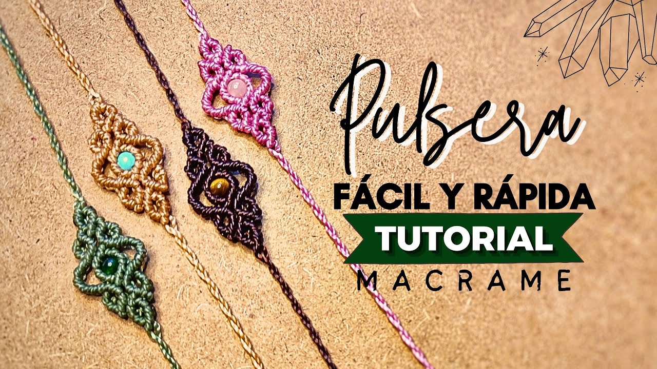 🔮 Pulsera de Macrame FÁCIL con PIEDRA NATURAL #51 | DIY Easy Boho Macrame Bracelet Tutorial