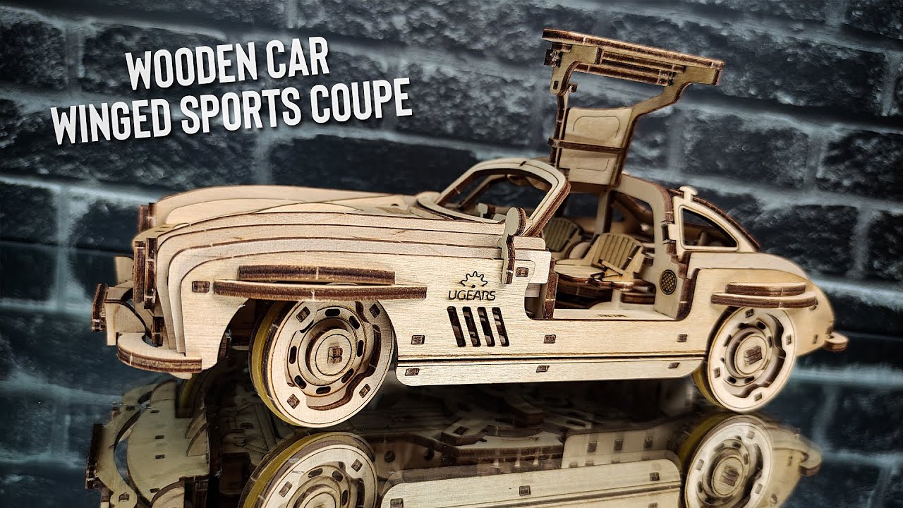 Assembly Wooden Winged Sports Coupe | Ugears 3D Puzzle | Speed Build & Review | ASMR