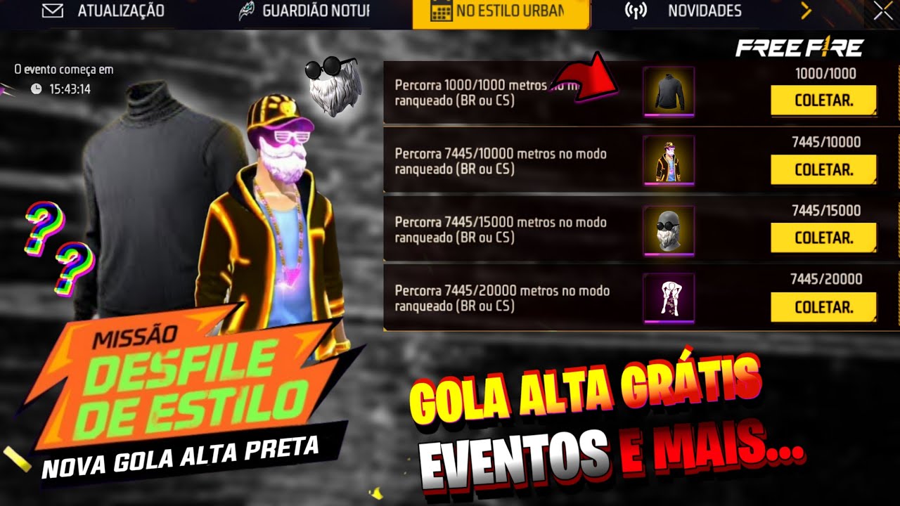 É AMANHÃ!! PEGUE A GOLA ALTA PRETA DE GRAÇA?? NOVA BARBA EVENTO, OURO ROYALE - E MAIS - FREEFIRE