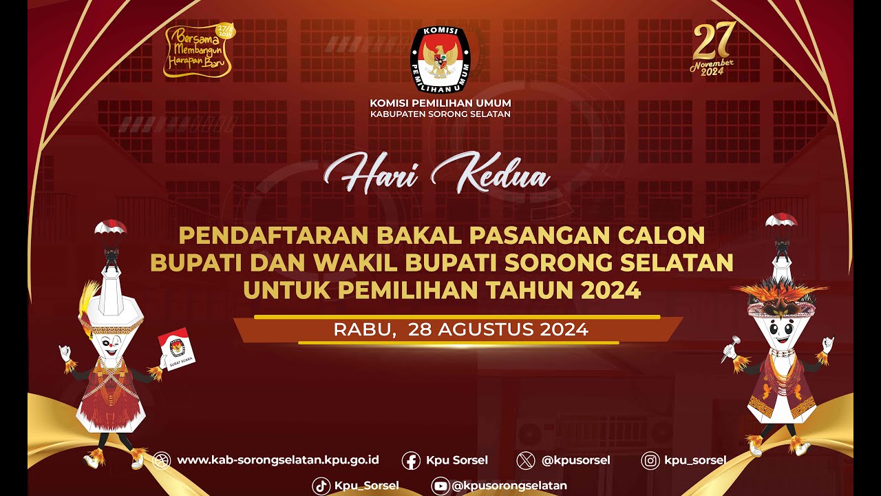 LIVE!! PENDAFTARAN BAKAL PASANGAN CALON BUPATI & WAKIL BUPATI SORONG SELATAN TAHUN 2024 - HARI KEDUA
