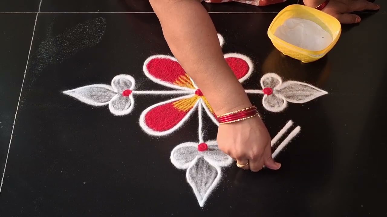 Простой дизайн ранголи 🌹 простой дизайн ранголи с боковой каймой 🌹 ежедневные муггулу