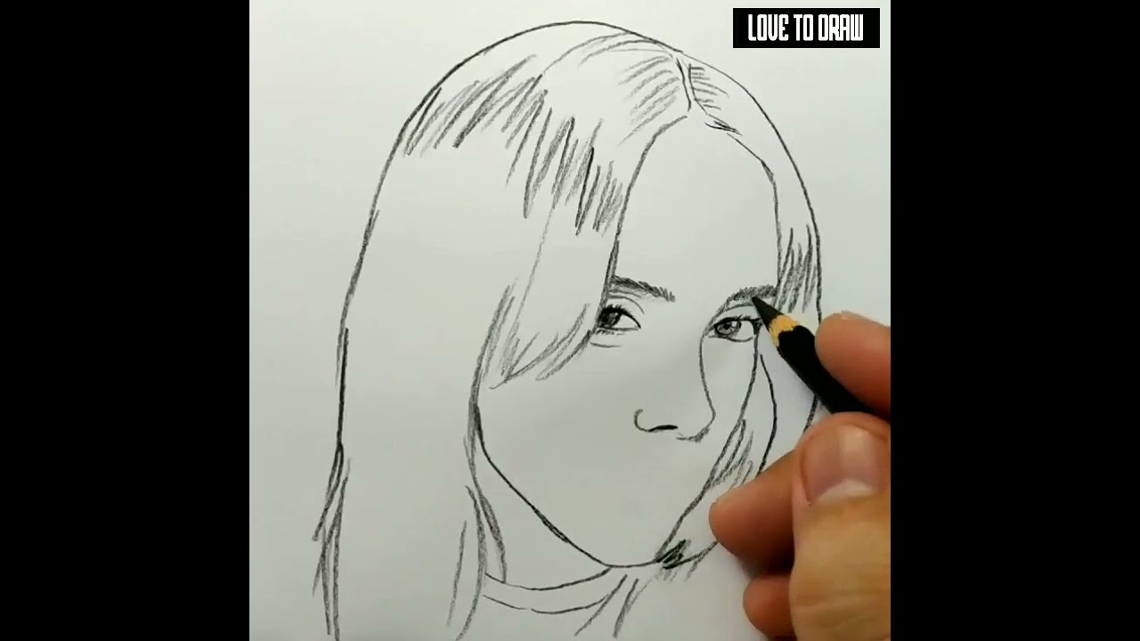 VERY EASY , how to draw billie eilish / learn drawing tutorial