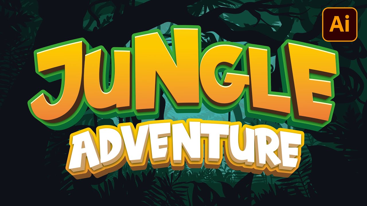 Adobe Illustrator | Jungle Adventure Typography | Create 100% Editable 3d Text Effect