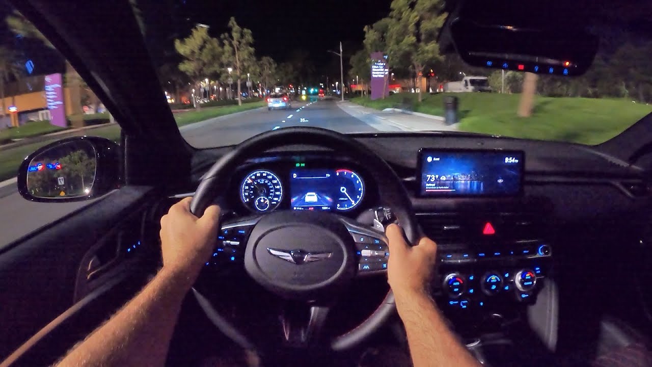 2022 Genesis G70 3.3T V6 Sport RWD POV Night Drive (3D Audio)(ASMR)