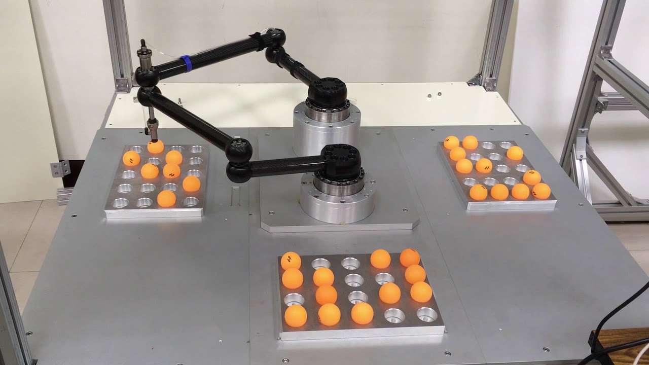Pentagon Robot, Five-bar robot Parallel SCARA linking to lead end-effector (SHOW1, side view)