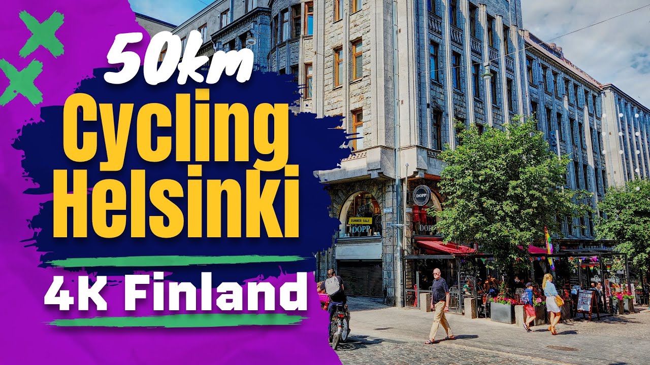 На велосипеде из Хельсинки в Ванту 50 км 🇫🇮 4K Cycling Tour Finland