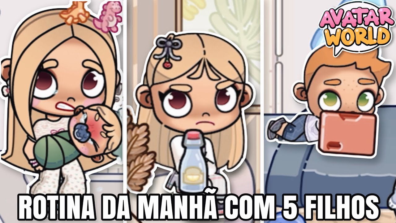 ROTINA DA MANHÃ CUIDANDO DE 5 FILHOS 🍼😱 (AVATAR WORLD)