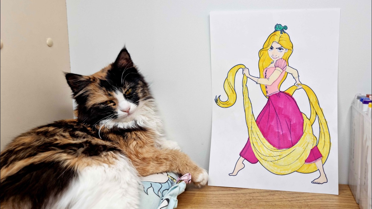 Rapunzel Coloring Book Art 🌸✨  Princess Drawing & Coloring Relaxing ASMR Video