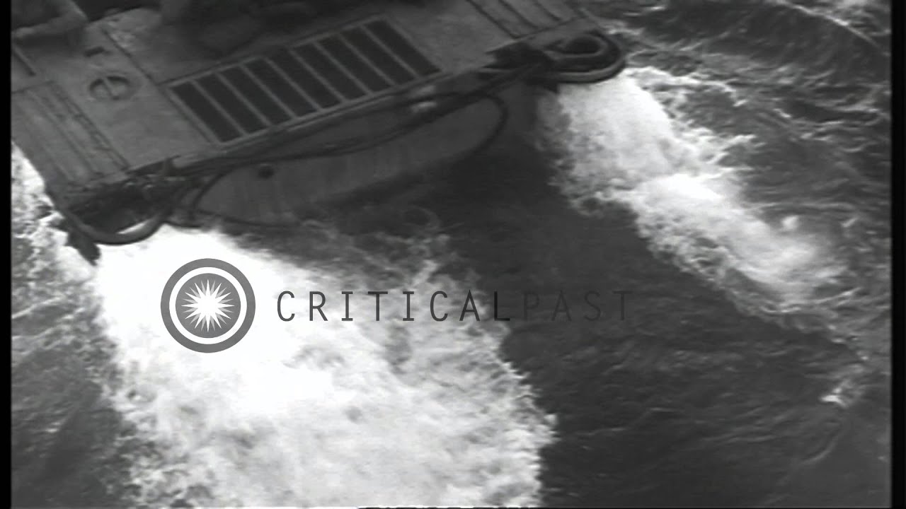 Landing craft loaded with US 40th Infantry Division troops leaves LST (Landing Sh...HD Stock Footage
