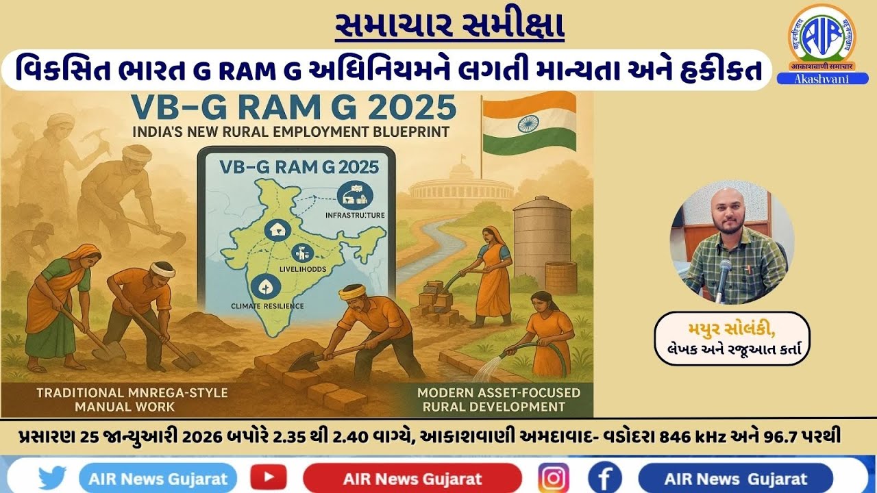 વિકસિત ભારત G RAM G અધિનિયમને લગતી માન્યતા અને હકીકત પર સમાચાર સમીક્ષા | 25-01-2026 | @ 2.35 PM
