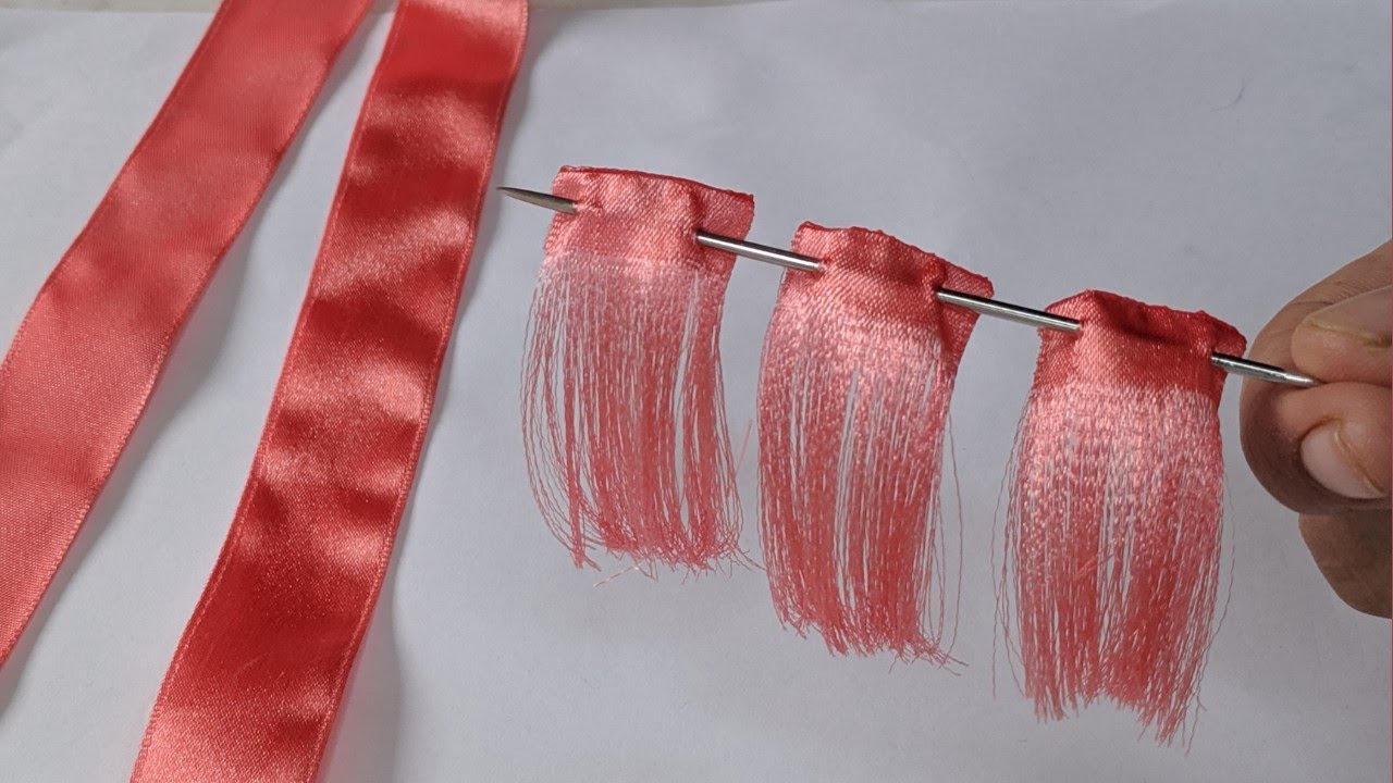 Very Easy Hand Embroidery Ribbon flower design.Super Easy Hand Embroidery Ribbon flower design idea