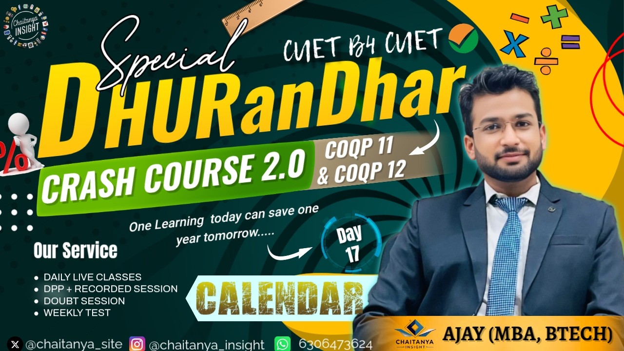 Calendar || DHURanDHar Crash course 2.0  || CUET MBA+ LLB || QA + LRDI  |