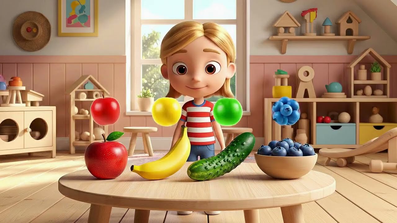 Farben lernen mit Essen 🍎🍌🥒| Rot, Gelb, Grün, Blau | Mein LiederGarten