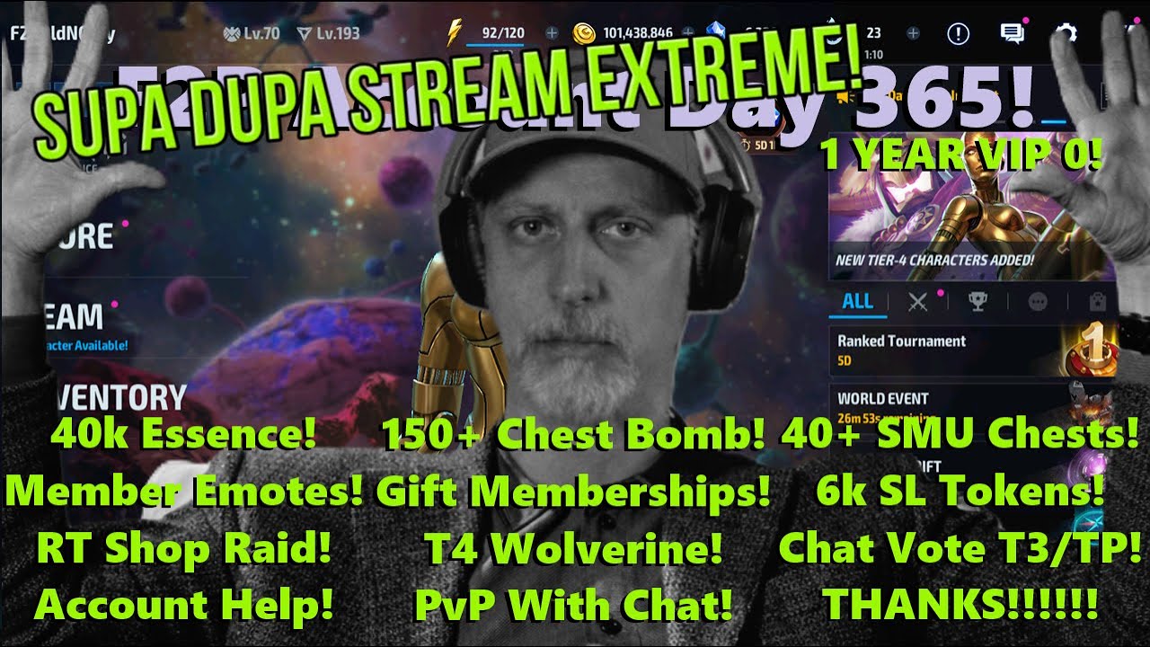 Marvel Future Fight: F2P Account Day 365!  1 YEAR F2P SUPA DUPA STREAM EXTREME!!  🎉🍻🤓👛💯